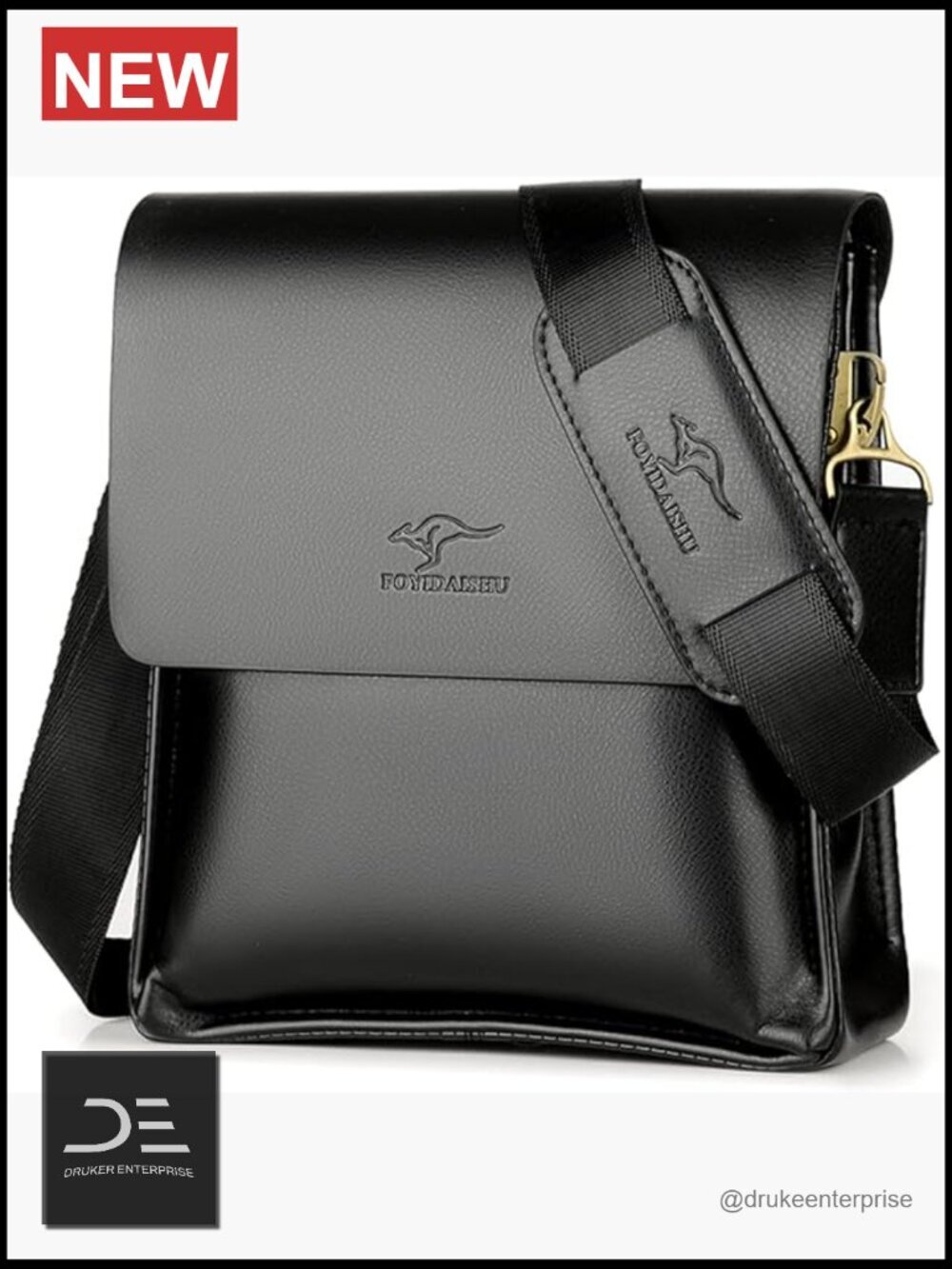 PU Leather Messenger Crossbody Bag for Men Work Travel Magnetic Buckle